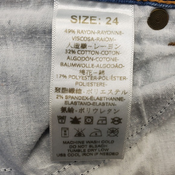 Free People Jeans Womens Size 24 Blue Denim Regular Fit Flat Front Skinny Leg - Picture 8 of 8